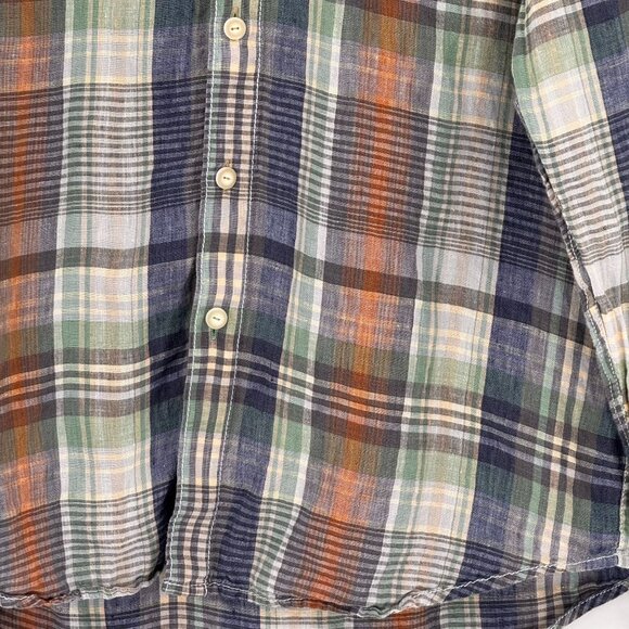2/$18 SALE! Tommy Bahama Button Up Linen Shirt Mens Plaid Small Preppy Old Money - Picture 7 of 8